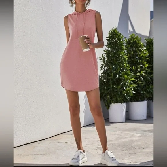 Minimalist Sleeveless Hoodie Casual Dress - Picture 7 of 8